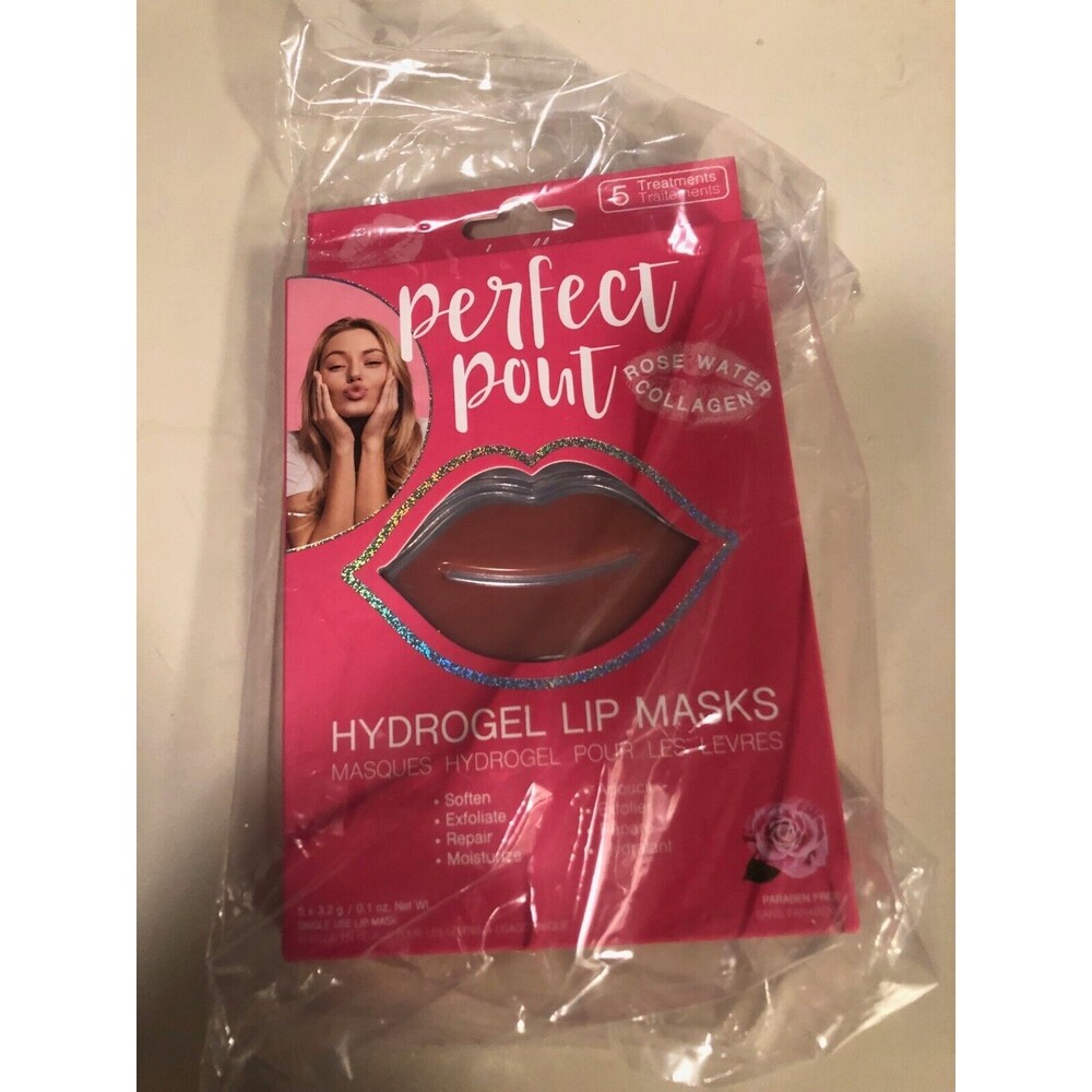 DANIELLE Creations Perfect Pout Hydrogel Lip Masks Rose Water & Collagen 5 PACK